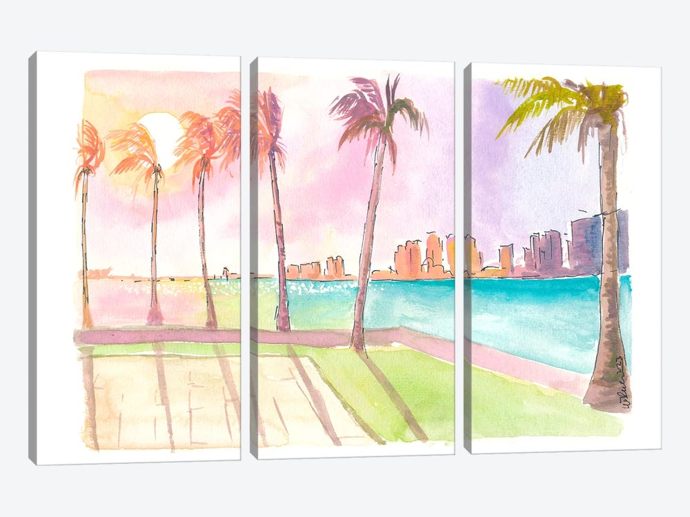 West Palm Beach With Tropical Dreams Under Palms by Markus & Martina Bleichner 3-piece Canvas Artwork