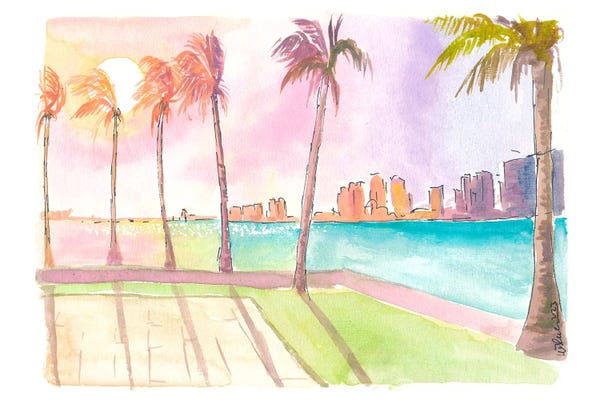 Fine Art Print: West Palm Beach With Tropical Dreams Under Palms by Markus & Martina Bleichner