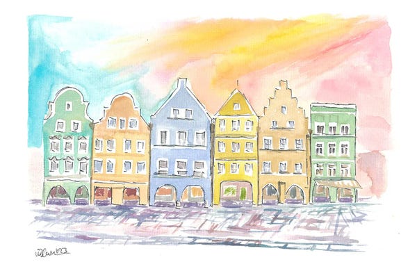 Typical Bavarian Colorful Gothic Old Town Houses