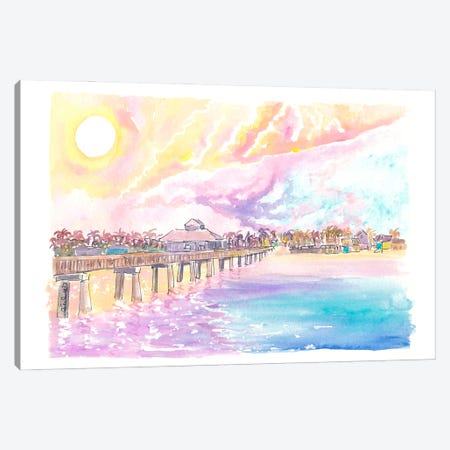 Romance In Fort Myers Florida With Fishing Pier In Sunset Canvas Print #MMB1070} by Markus & Martina Bleichner Art Print