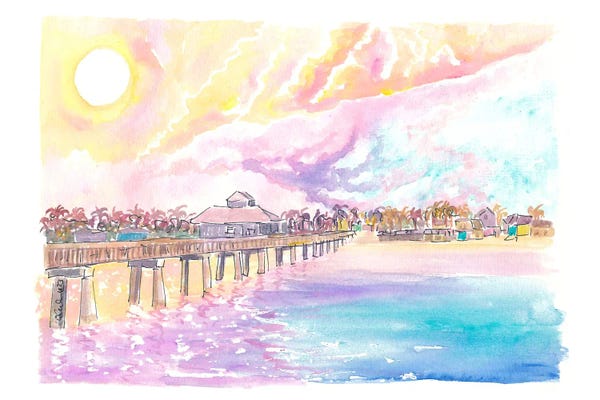 Markus & Martina Bleichner: Romance In Fort Myers Florida With Fishing Pier In Sunset by Markus & Martina Bleichner