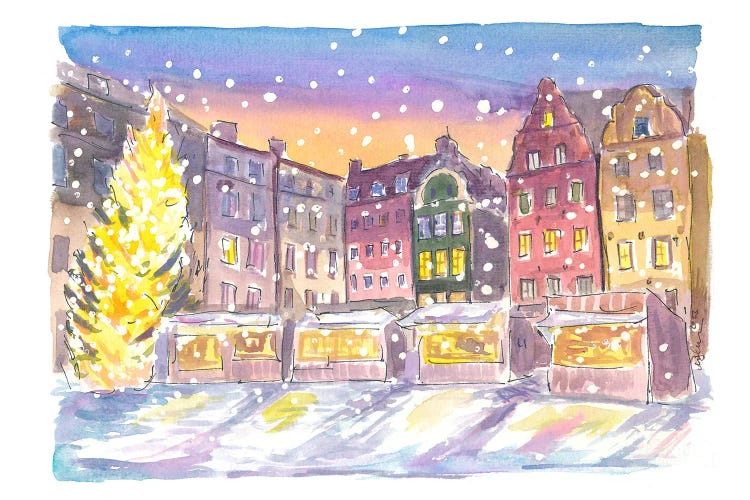 Stockholm Winter Scene At Nightly Gamla Stan