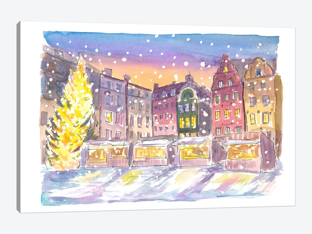 Stockholm Winter Scene At Nightly Gamla Stan by Markus & Martina Bleichner 1-piece Art Print