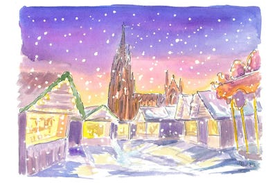 Cologne Germany Winter Scene With Cathedral And Xmas Market by Markus & Martina Bleichner multi panel art