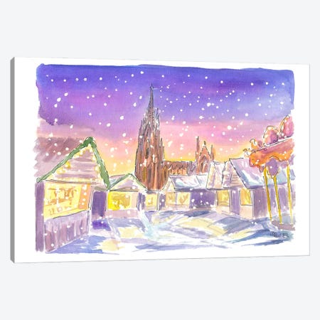 Cologne Germany Winter Scene With Cathedral And Xmas Market Canvas Print #MMB1080} by Markus & Martina Bleichner Canvas Wall Art