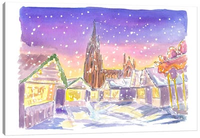 Cologne Germany Winter Scene With Cathedral And Xmas Market Canvas Art Print - Germany Art