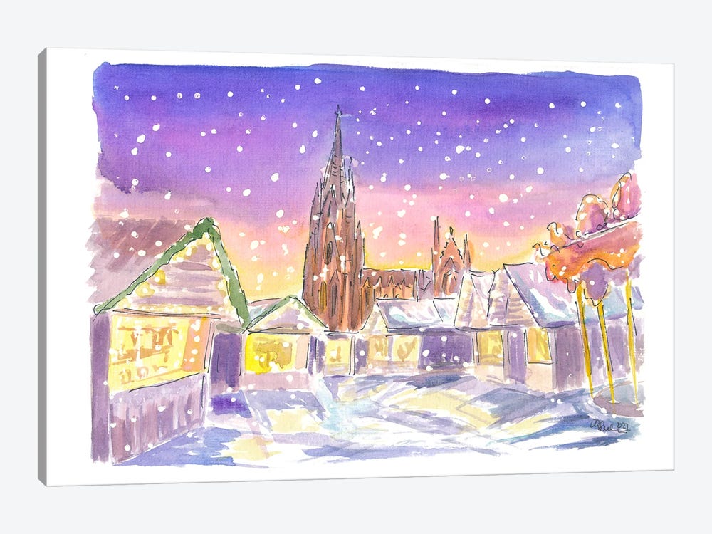 Cologne Germany Winter Scene With Cathedral And Xmas Market by Markus & Martina Bleichner 1-piece Canvas Artwork