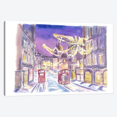 Nightly London England Streets In Winter Canvas Print #MMB1086} by Markus & Martina Bleichner Canvas Art Print