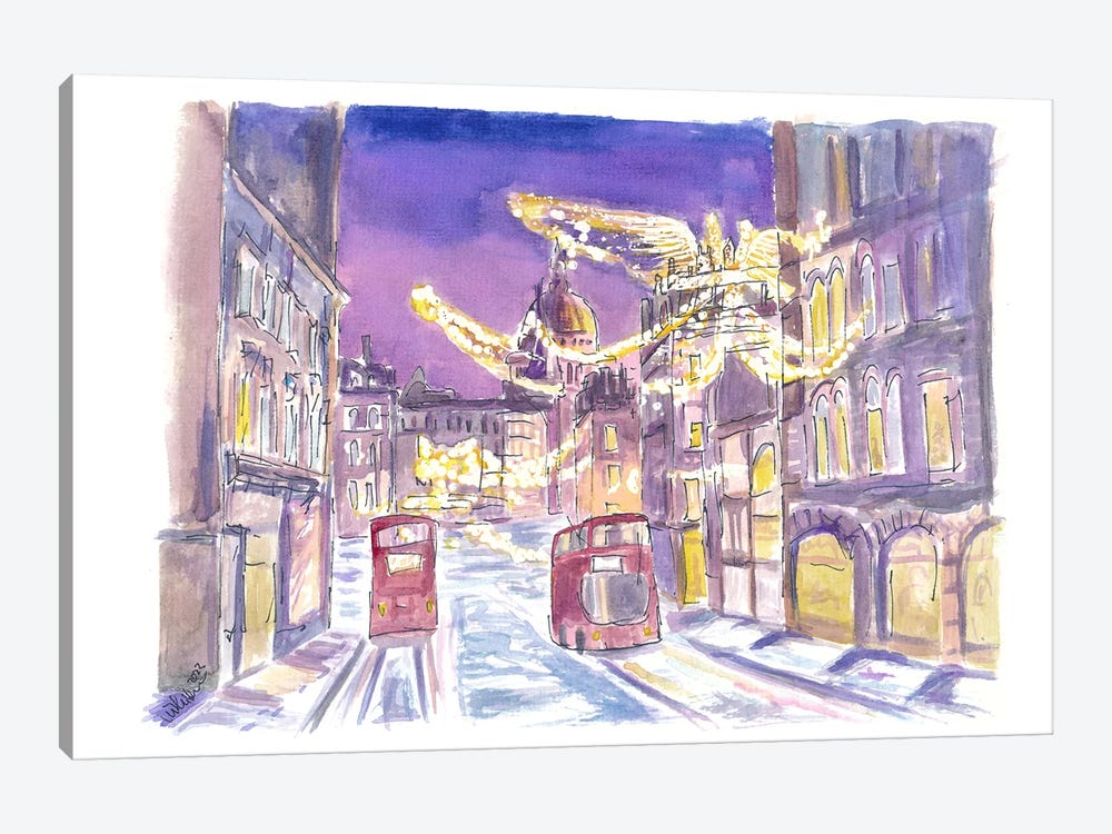 Nightly London England Streets In Winter by Markus & Martina Bleichner 1-piece Canvas Art