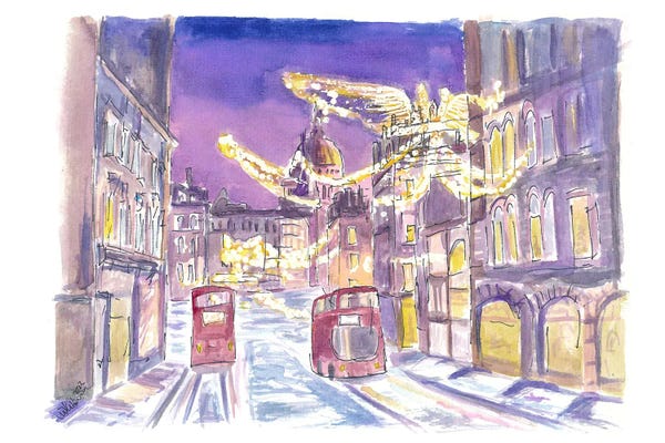 London: Nightly London England Streets In Winter by Markus & Martina Bleichner