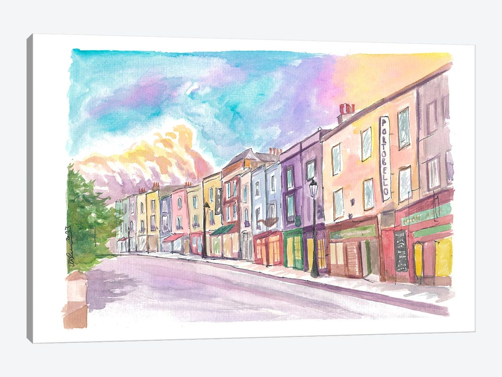 Colorful Portobello Road In Fancy Notting Hill London by Markus & Martina Bleichner 1-piece Art Print
