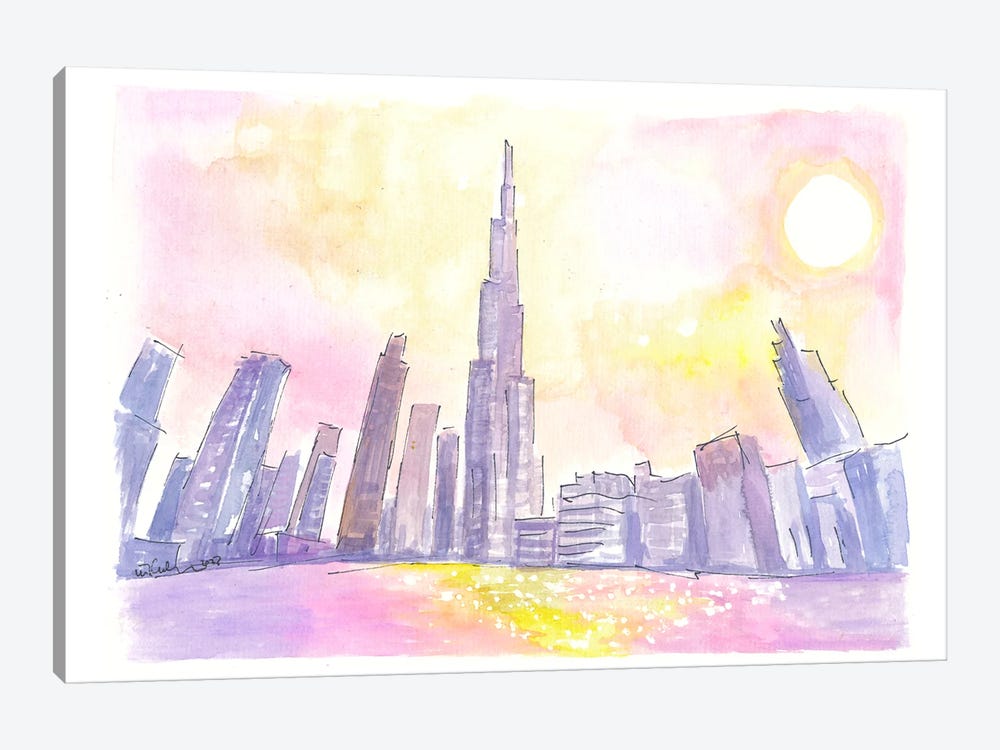 Burj Khalifa Dubai Impressions During Sunset With Skyscrapers by Markus & Martina Bleichner 1-piece Canvas Art