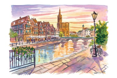 Canvas Print: Strasbourg Petit France Travel Art Scene With Cathedral View by Markus & Martina Bleichner - thumbnail