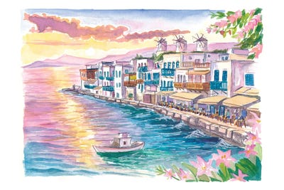 Canvas Print: Little Venice Mykonos Greece by Markus & Martina Bleichner - thumbnail