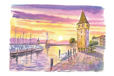 Canvas Print: Lindau Harbour And Mangturm by Markus & Martina Bleichner - thumbnail