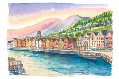 Canvas Print: Colorful Bryggen Hanseatic Houses by Markus & Martina Bleichner - thumbnail