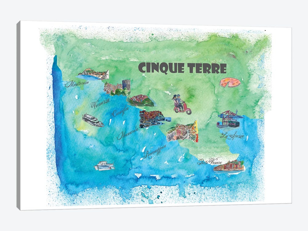 Cinque Terre, Italy Travel Poster by Markus & Martina Bleichner 1-piece Canvas Print
