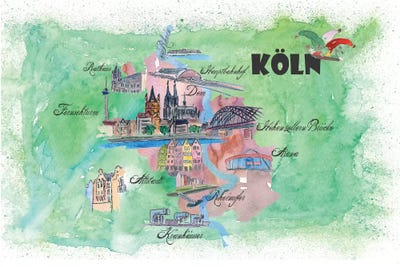 Cologne, Germany Travel Poster by Markus & Martina Bleichner canvas print