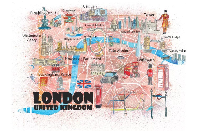 London UK Illustrated Map