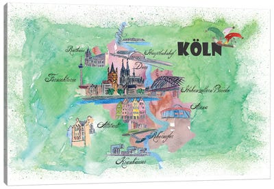 Cologne, Germany Travel Poster Canvas Art Print - Cologne