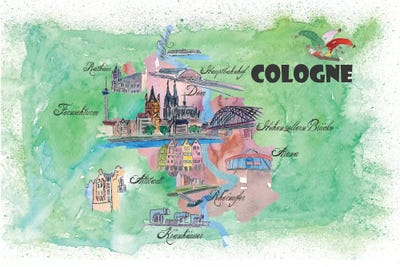 Cologne, Germany Travel Poster by Markus & Martina Bleichner canvas print