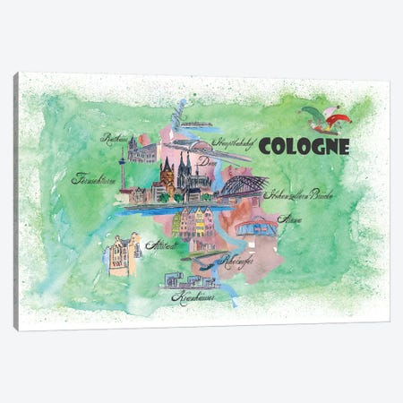 Cologne, Germany Travel Poster Canvas Print #MMB13} by Markus & Martina Bleichner Canvas Art