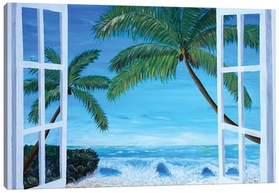 Caribbean Hideaway Seaview Window Dreams Canvas Art Print - Markus & Martina Bleichner