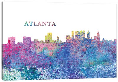 Atlanta Georgia Skyline Impressionistic Splash Canvas Art Print - Atlanta Art