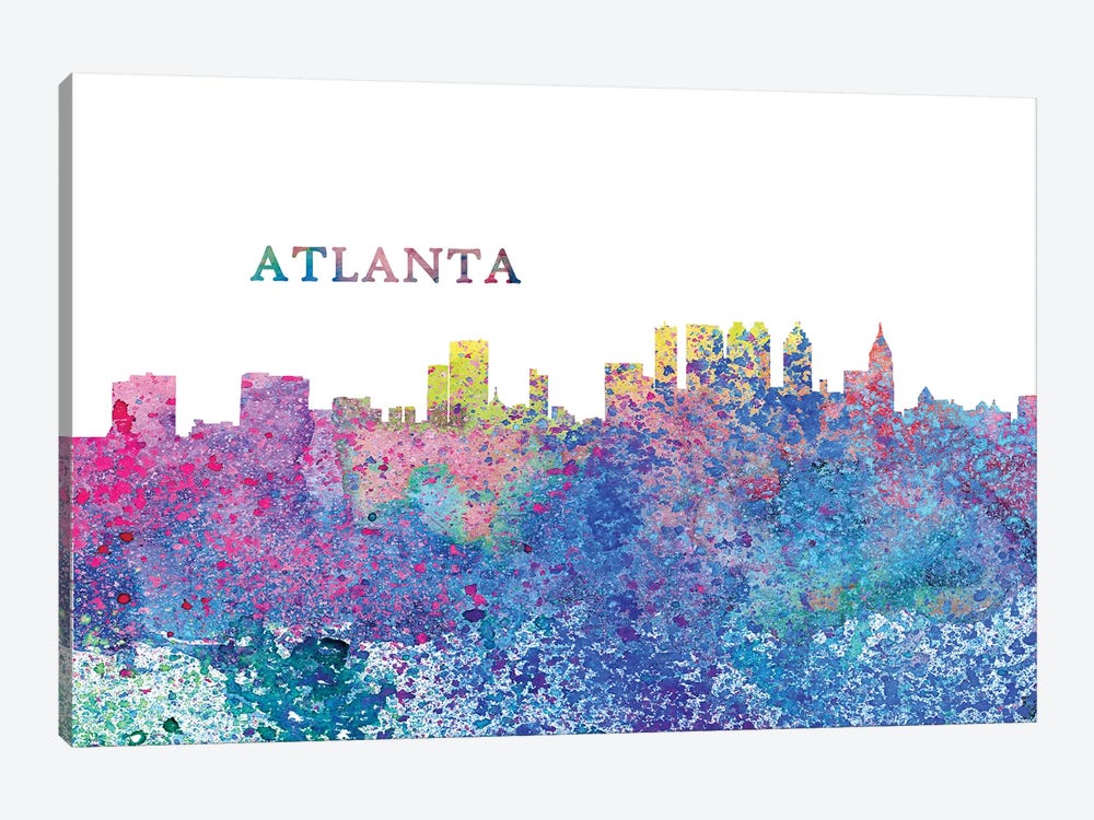 Atlanta Georgia Skyline Impressionistic Splash by Markus & Martina Bleichner 1-piece Canvas Artwork