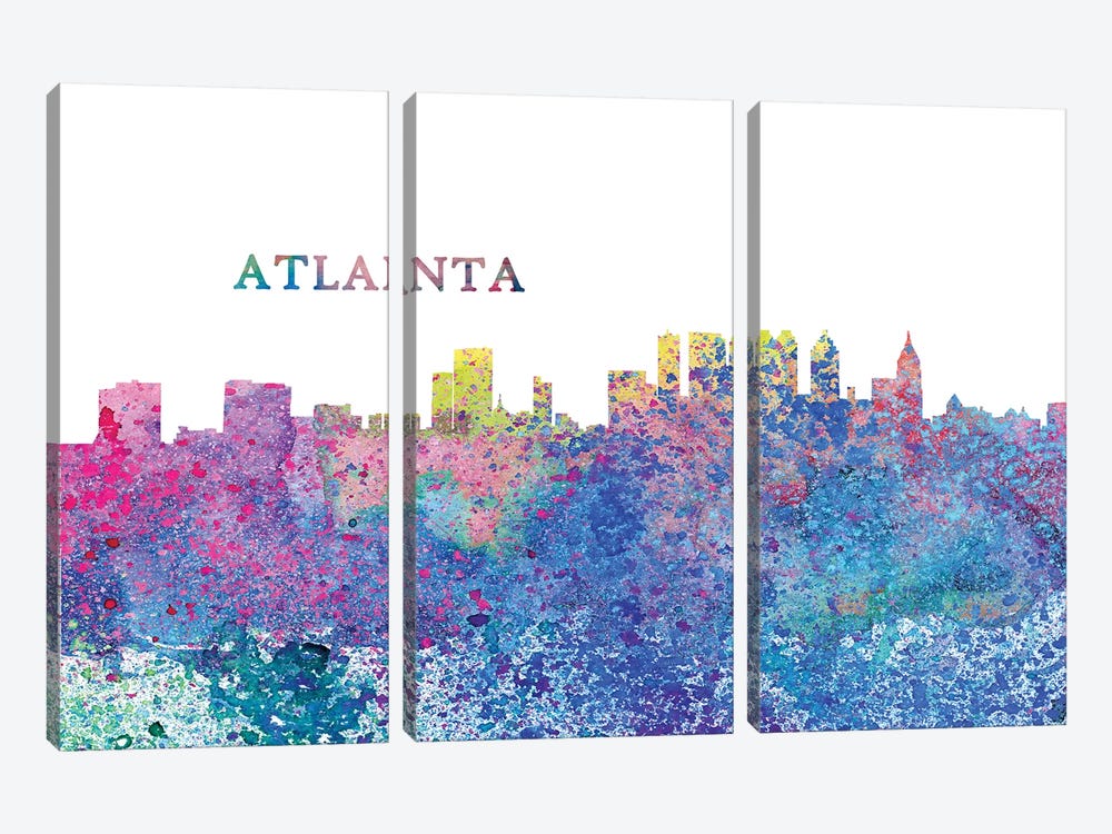 Atlanta Georgia Skyline Impressionistic Splash by Markus & Martina Bleichner 3-piece Canvas Art