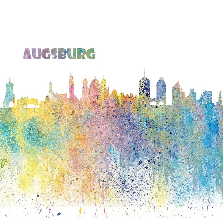 Augsburg Germany Skyline Impressionistic Splash by Markus & Martina Bleichner wall art