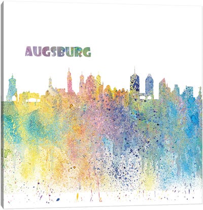 Augsburg Germany Skyline Impressionistic Splash Canvas Art Print