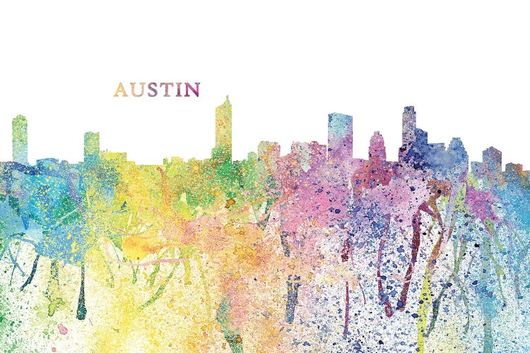 Austin Texas Skyline Impressionistic Splash