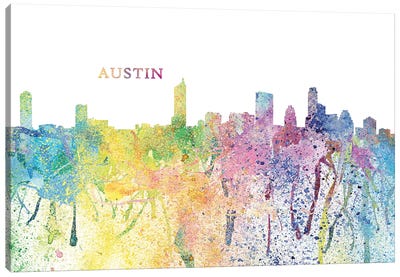 Austin Texas Skyline Impressionistic Splash Canvas Art Print - Austin Art