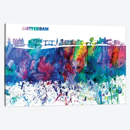 Amsterdam Skyline Impressionistic Splash Canvas Print #MMB149} by Markus & Martina Bleichner Canvas Wall Art
