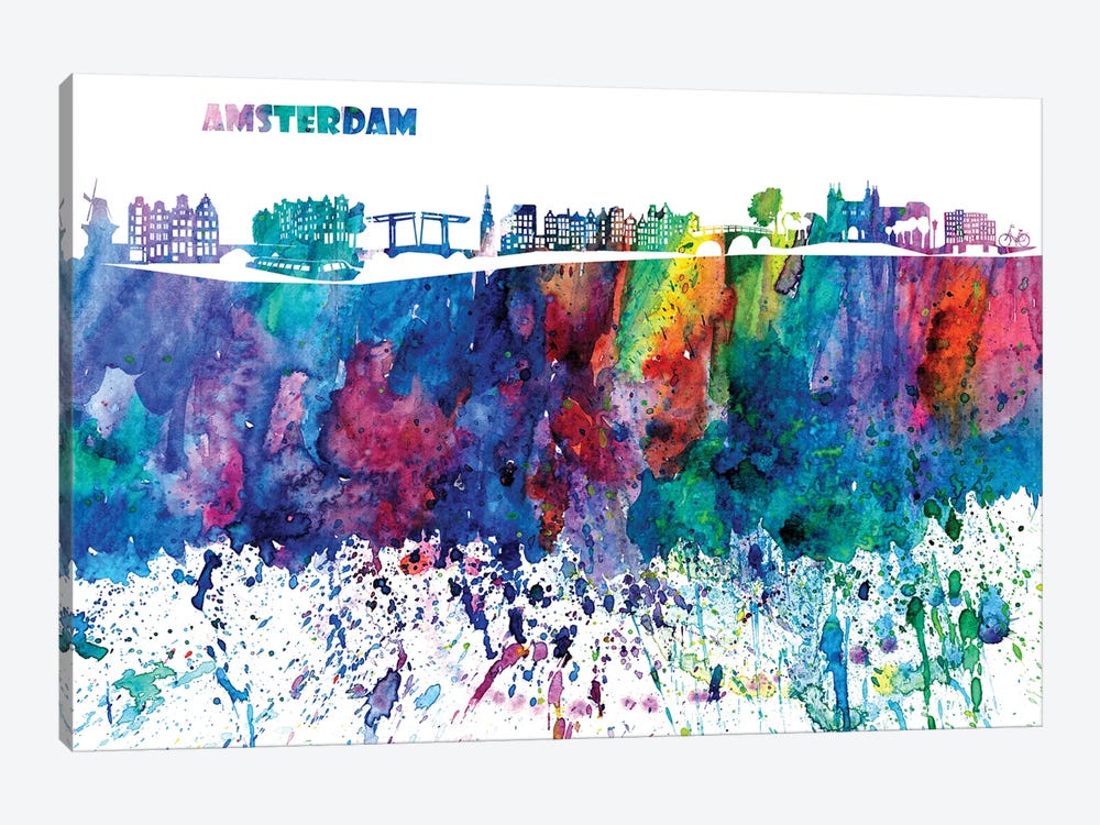 Amsterdam Skyline Impressionistic Splash by Markus & Martina Bleichner 1-piece Art Print