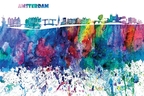 Amsterdam: Amsterdam Skyline Impressionistic Splash by Markus & Martina Bleichner