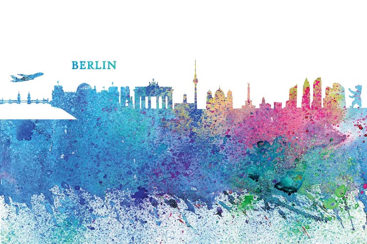 Berlin Germany Skyline Silhouette Impressionistic Splash