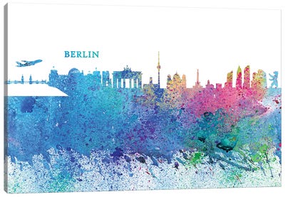 Berlin Germany Skyline Silhouette Impressionistic Splash Canvas Art Print - Berlin Art