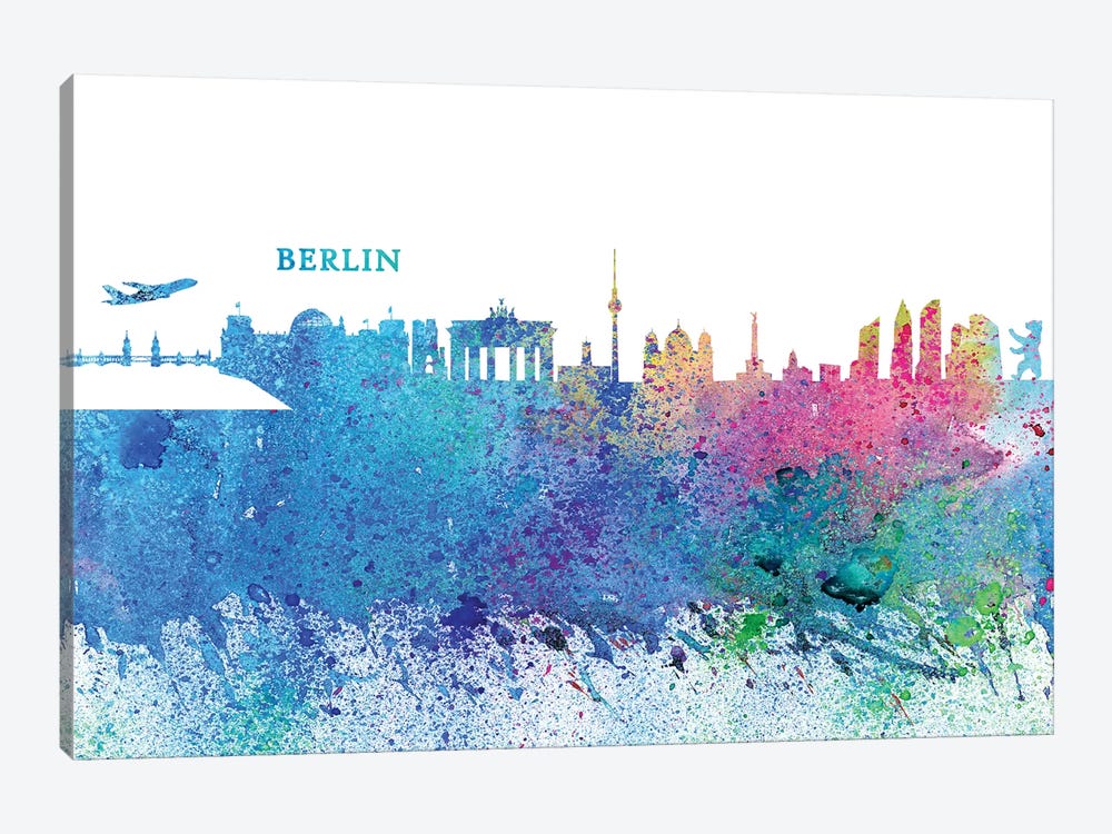 Berlin Germany Skyline Silhouette Impressionistic Splash by Markus & Martina Bleichner 1-piece Canvas Art