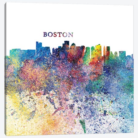 Boston Massachusetts Skyline Silhouette Impressionistic Splash Canvas Print #MMB152} by Markus & Martina Bleichner Canvas Art Print