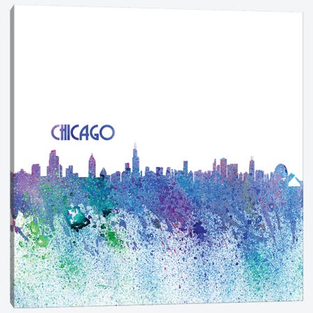 Chicago Illinois Skyline Silhouette Impressionistic Splash Canvas Print #MMB154} by Markus & Martina Bleichner Canvas Artwork