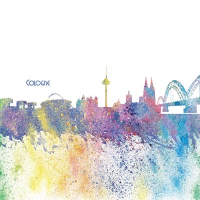 Cologne Germany Skyline Silhouette Impressionistic Splash by Markus & Martina Bleichner canvas print