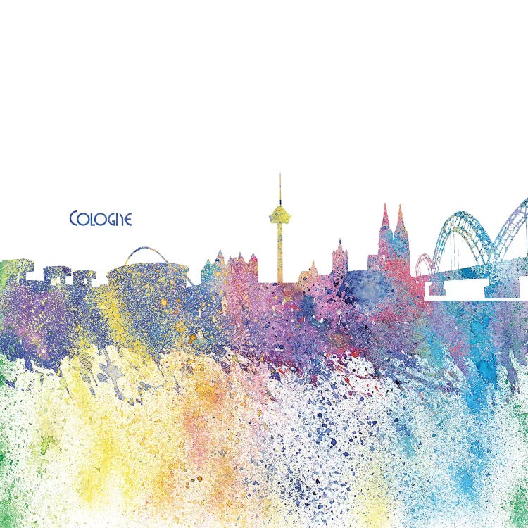 Cologne Germany Skyline Silhouette Impressionistic Splash