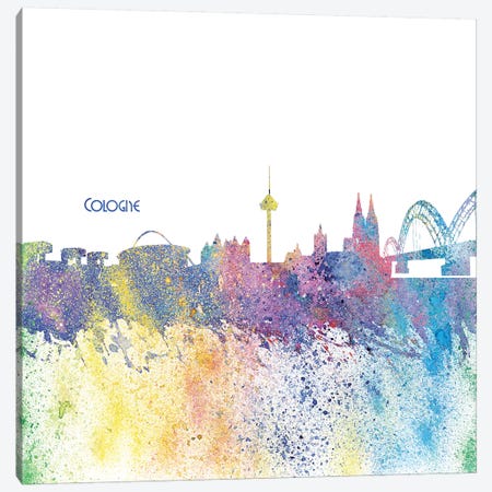 Cologne Germany Skyline Silhouette Impressionistic Splash Canvas Print #MMB155} by Markus & Martina Bleichner Canvas Art