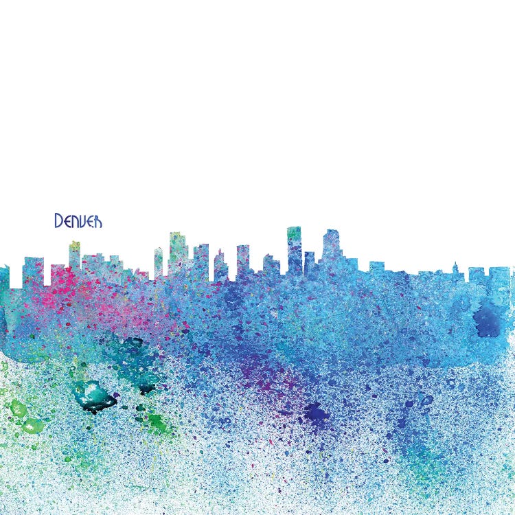 Denver Colorado Skyline Silhouette Impressionistic Splash