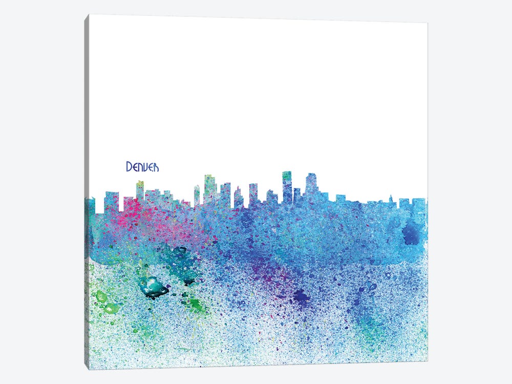 Denver Colorado Skyline Silhouette Impressionistic Splash by Markus & Martina Bleichner 1-piece Canvas Art Print