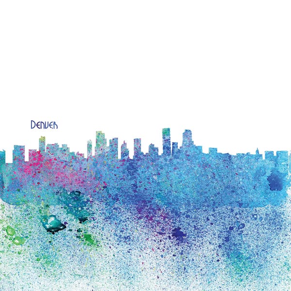 Markus & Martina Bleichner: Denver Colorado Skyline Silhouette Impressionistic Splash by Markus & Martina Bleichner