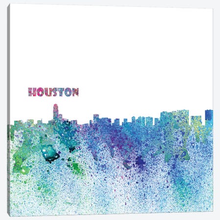Houston Texas Skyline Silhouette Impressionistic Splash Canvas Print #MMB158} by Markus & Martina Bleichner Canvas Art Print