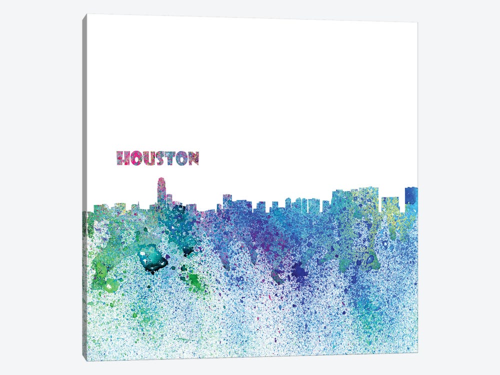 Houston Texas Skyline Silhouette Impressionistic Splash by Markus & Martina Bleichner 1-piece Canvas Art Print